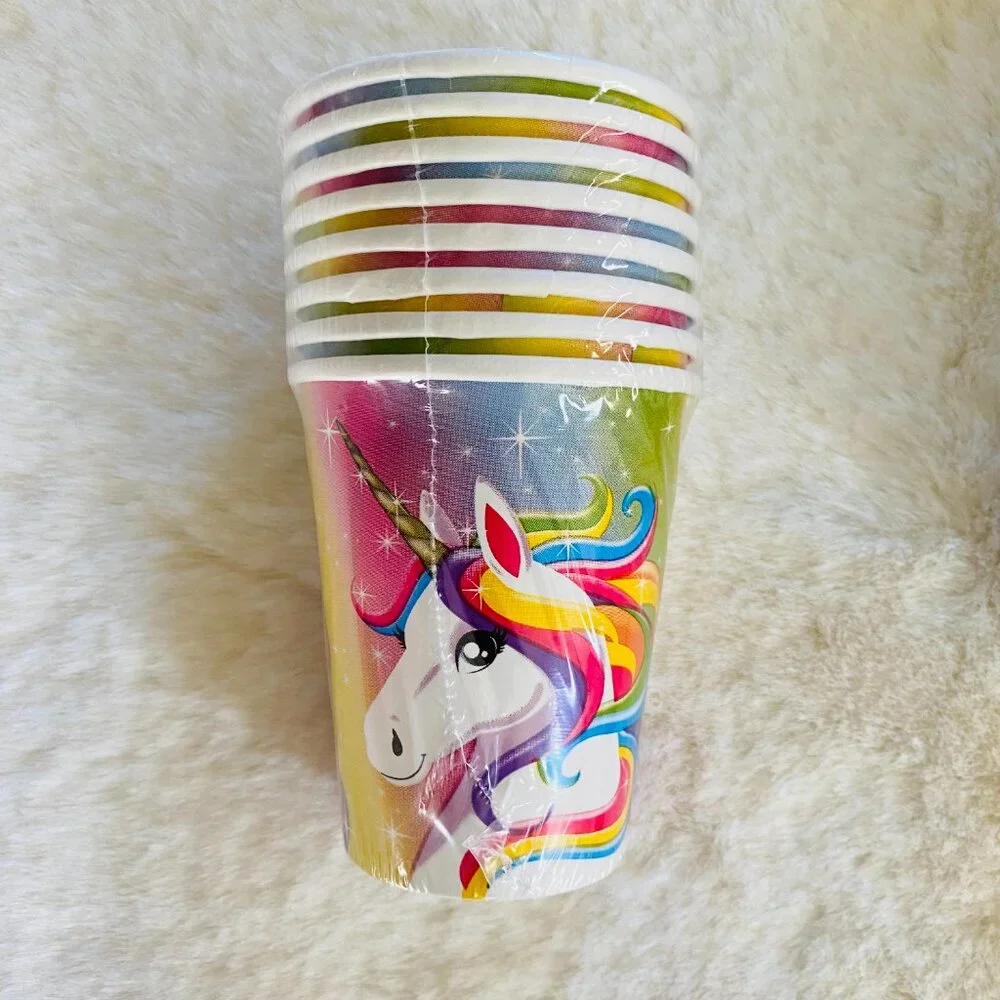 Unicorn Birthday Party Bundle w/Plates, Napkins, Cups, Cake Topper & More
